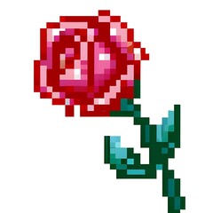 Fototapeta premium Red roses pixel art. Valentine's Day. Generative AI.