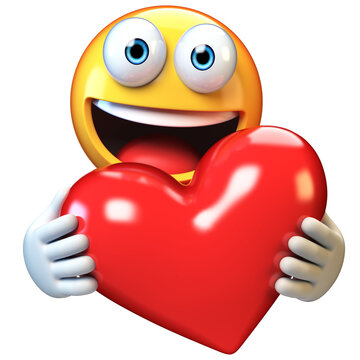 Emoji with big heart isolated on white background 3d rendering