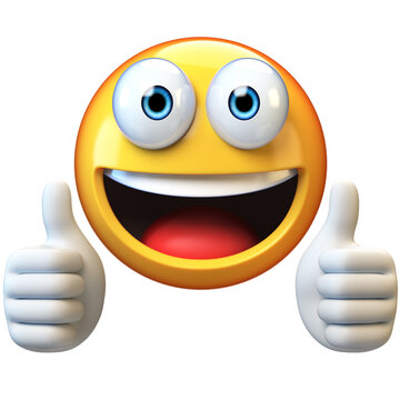 Thumb up emoji isolated on white background, emoticon giving likes 3d rendering
