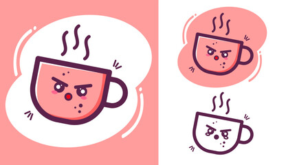 Illustration vector graphic cartoon character of cute Coffe Cup in Doodle Kawaii line art style. Suitable for children book, t-shirt, apparel and other children