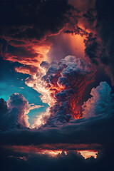 Fototapeta premium Spectacular sky with stormy clouds, Generative AI