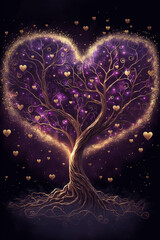 cosmic love tree , valentines card , Generative AI