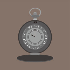 Vintage Pocket Watch Illustration with Brown Background