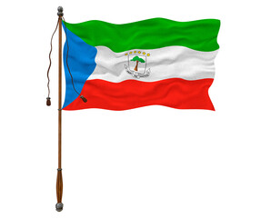 National flag  of Equatorial Guinea. Background  with flag  of Equatorial Guinea