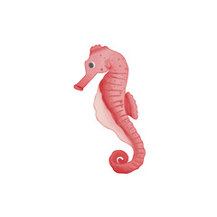 watercolor seahorse painting clip art, underwater animal illustration png © draftphic