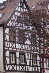 Half-timbered houses and the Christmas market in Mosbach in the Odenwald