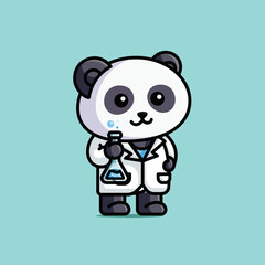 Cute scientist panda with measuring cup cartoon free illustration vector animal nature
