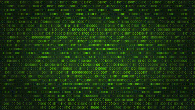 Binary Code on green background. Abstract illustration.