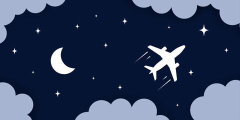 Airplane in the darl cloud line icon. Air transport, navigate, fly, cloud, sky, cargo, travel, pilot, traffic, blades, passengers. Technology concept. Vector line icon for Business and Advertising