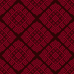 Red Cross stitch colorful geometric traditional ethnic pattern Ikat seamless pattern abstract design for fabric print cloth dress carpet curtains and sarong Aztec African Indian Indonesian 