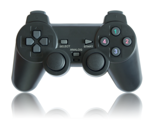 game controller isolated with reflect floor for mockup