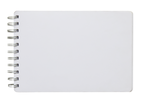 blank white spiral notebook isolated with clipping path for mockup