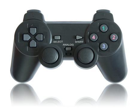 game controller isolated with reflect floor for mockup