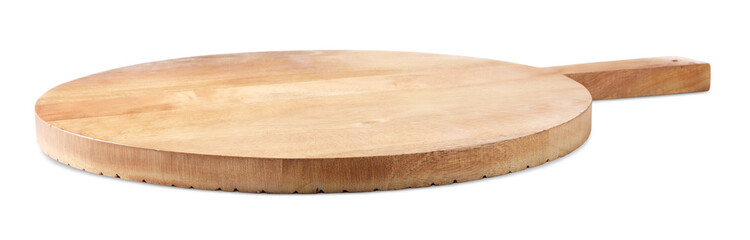 Wooden cutting board isolated on white. Cooking utensil