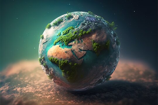 3D rendering of the planet. Generative AI