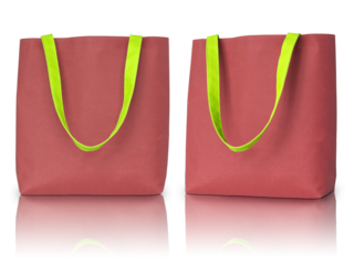 Red shopping fabric bag isolated with reflect floor for mockup