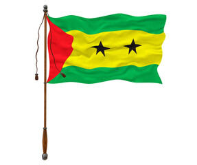 National flag of Sao tome and principe. Background  with flag of Sao tome and principe.