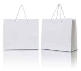 white paper bag isolated with reflect floor for mockup