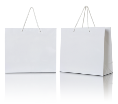 white paper bag isolated with reflect floor for mockup