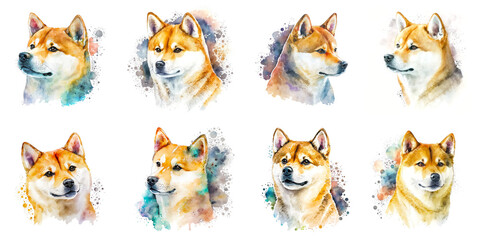 Shiba Inu, dog, icon, animal, digital illustration, AI generated