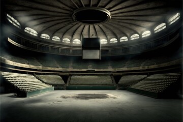 Deserted abandoned empty stadium generative ai