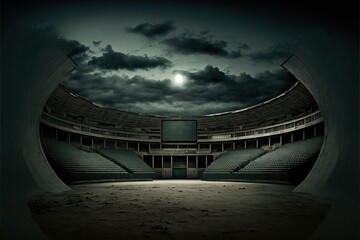 Deserted abandoned empty stadium generative ai