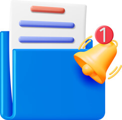3D Document Folder with Notification Bell