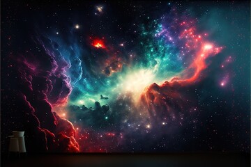 Fototapeta na wymiar Beautiful galaxy somewhere in deep space. Cosmic wallpaper. Generative AI