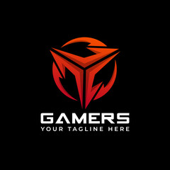 Abstract Triangle Circle Gaming, Gamer Red Symbol Logo