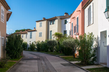 Port Grimaud streets with houses and plants