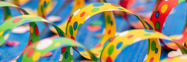 Colourful confetti streamer at party