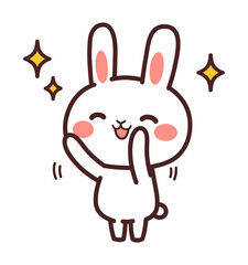 万歳する兎のかわいいキャラクター　イラスト素材