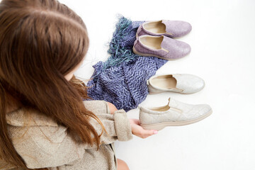 Shoes women various styles on white background. Lifestyle for moden girl