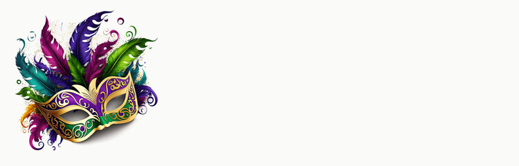 Carnival banner letter party invitation, Carnevale, mardi gras, copy space, Generative AI