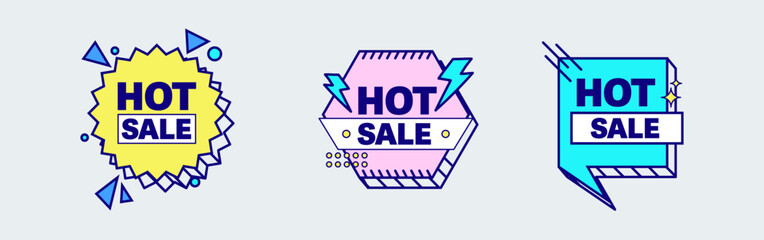 Hot sale sticker collection. Sale label vector illustration.