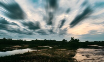 sunset over the river