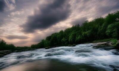 Obraz premium mountain river in the morning