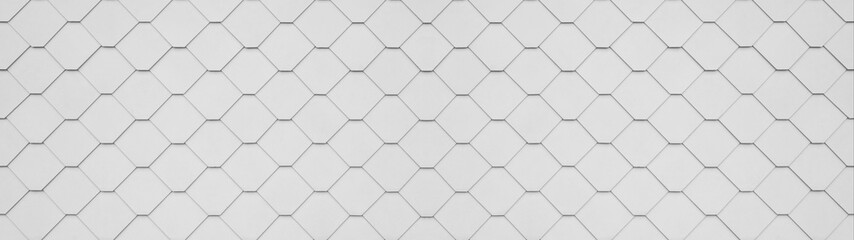 White seamless geometric rhombus diamond hexagon 3d tiles wall texture background banner wide panorama panoramic