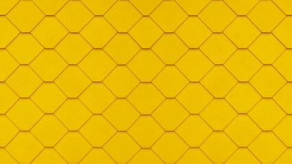 Abstract  seamless yellow colored painted geometric rhombus diamond hexagon 3d tiles wall texture background