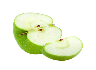 half green apple on transparent png