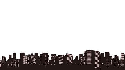 夜のオフィス街イラスト素材　ヘッダーフッター