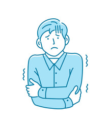Vector illustration of a young man feeling cold