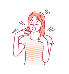 Vector illustration of a young woman feeling hot