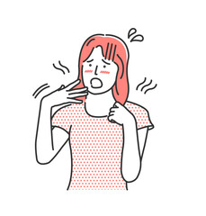 Vector illustration of a young woman feeling hot
