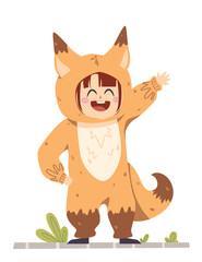 Little Boy with Squirrel Costume - Hand Drawn - Animal Costume