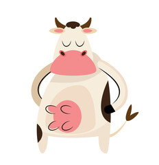 black and white cow cartoon character