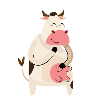 black and white cow cartoon character