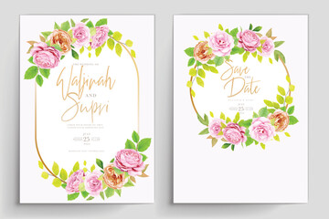 wedding invitation card with floral roses design