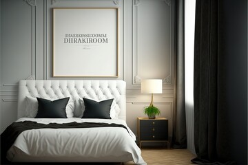 Modern luxury apartment black and white bedroom. Generative ai