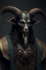 Generative AI illustration of baphomet satanic goat, satanism concept